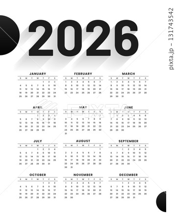 black white 2026 full page calendar layout 131743542