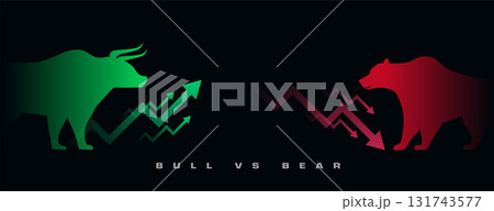 bullish vs bearish stock trade strategy concept background bullish vs bearish stock trade strategy concept background 131743577