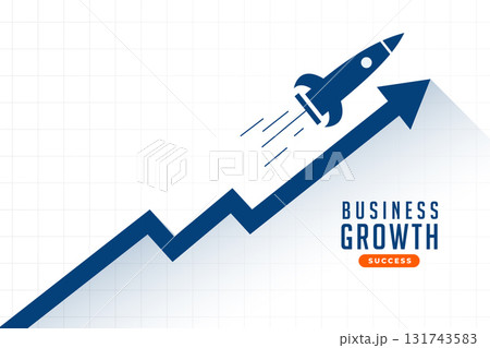 business success growth arrow background with rocket design 131743583