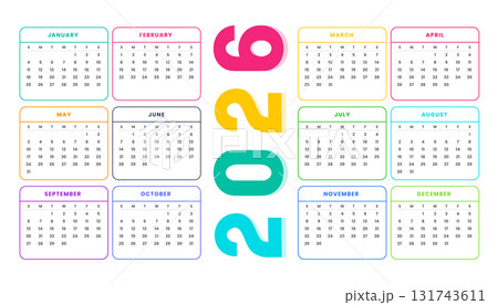 colorful 2026 event planner calendar template colorful 2026 event planner calendar template 131743611