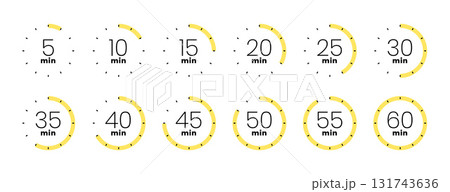 creative minute countdown timer clock symbol in collection 131743636