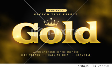 editable premium gold lettering text effect with crown design 131743696