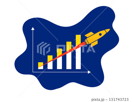 financial economy growth arrow backdrop with upward rocket 131743723
