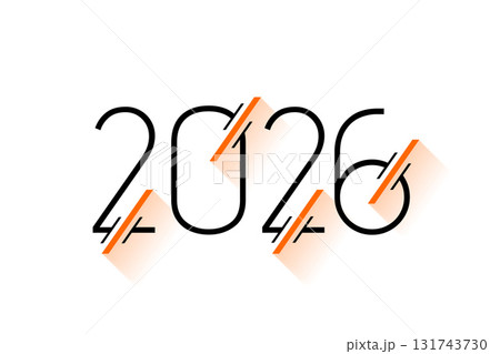 flat 2026 new year thin lettering with text space 131743730