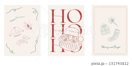 シンプルな落書き風クリスマスモチーフのポスターセット 131743812