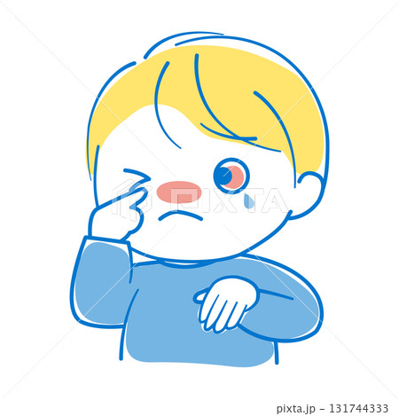 眼が痒くて充血している男の子 131744333
