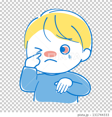 眼が痒くて充血している男の子 131744333
