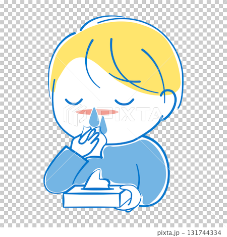 A boy who is troubled by a runny nose 131744334