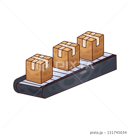 illustration of Boxes on Conveyor Belt illustration of Boxes on Conveyor Belt 131745034