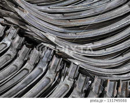 Many parts, lot of Metal Castings parts placed on mass, automotive parts mass production. 131745088