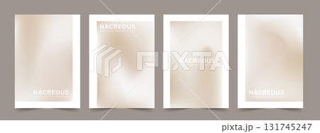 Abstract pearl cream gradient vector cards and poster. Minimalistic smooth ecru background with pale sandy nacreous fluid 131745247
