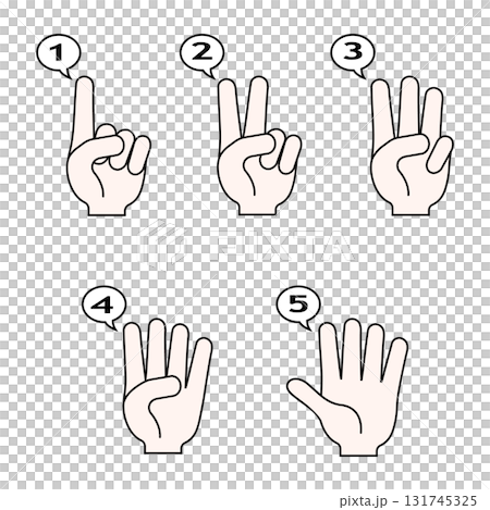 Illustration of finger number hand signs with speech bubble numbers Illustration of finger number hand signs with speech bubble numbers 131745325