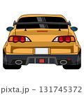Rear View of Yellow racing Car Illustration. JDM 131745372