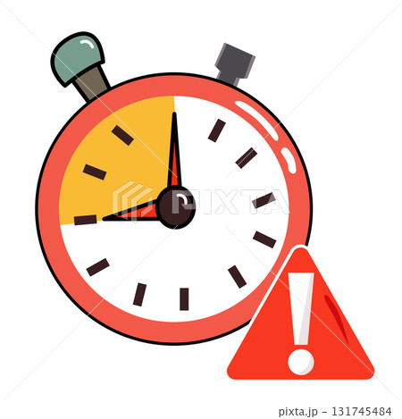 Red Stopwatch with Exclamation Point Illustration 131745484