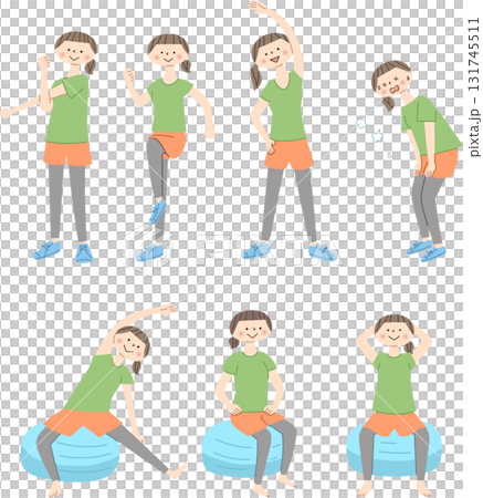 婦女做伸展運動的插圖集 131745511