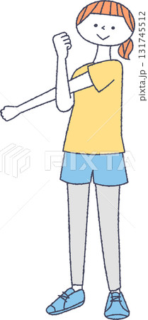 準備体操をする女性 準備体操をする女性 131745512