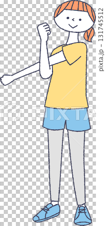 準備体操をする女性 準備体操をする女性 131745512