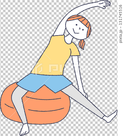 A woman stretching with a balance ball 131745516