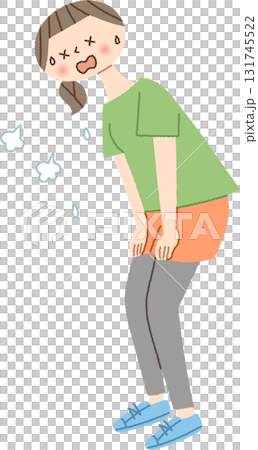 一名女子運動後氣喘吁籲 一名女子運動後氣喘吁籲 131745522