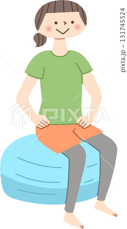 バランスボールに座る女性 バランスボールに座る女性 131745524