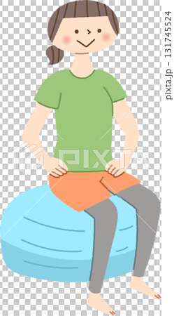 バランスボールに座る女性 バランスボールに座る女性 131745524