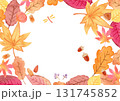秋の木の実と落ち葉　水彩背景イラスト 131745852