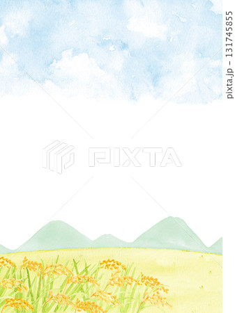 稲穂 田園風景 水彩イラスト 稲穂 田園風景 水彩イラスト 131745855
