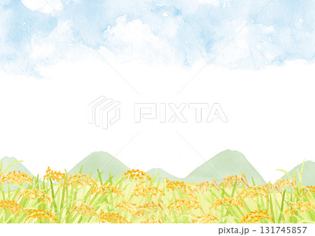 稲穂 田園風景 水彩イラスト 稲穂 田園風景 水彩イラスト 131745857