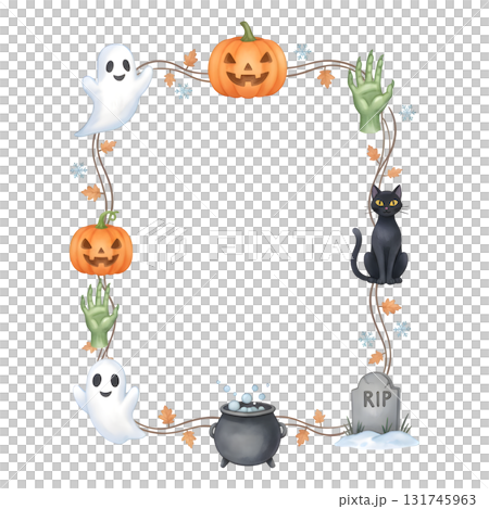 Vintage Halloween Invitation Card Illustration. Watercolour illustration design. Vintage Halloween Invitation Card Illustration. Watercolour illustration design. 131745963