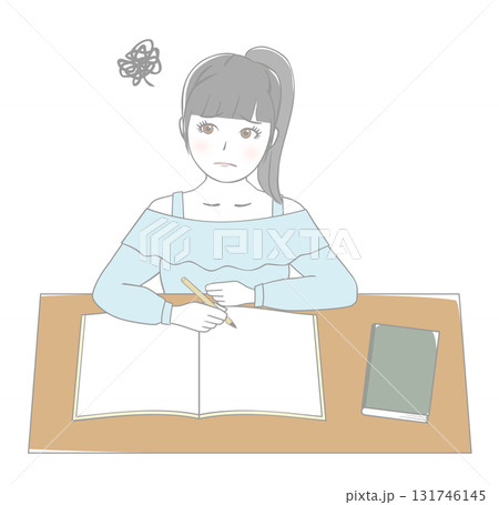 勉強する女の子　難しい 131746145