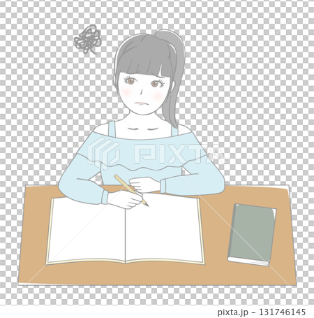 Girl studying difficult 131746145