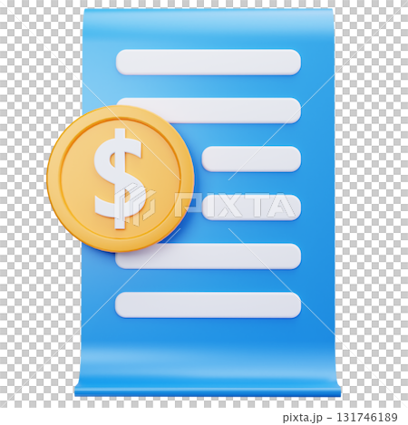 3D Invoice Document with Coin 131746189