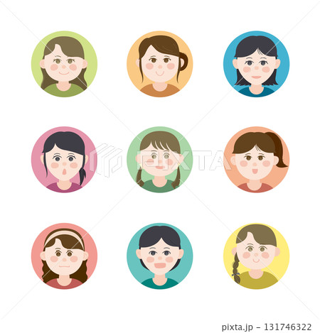 女性アイコンのイラストセット 女性アイコンのイラストセット 131746322