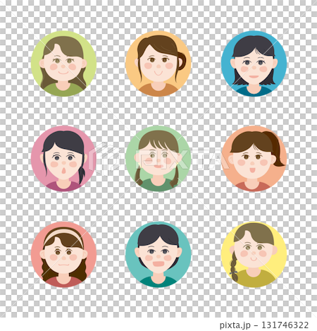 女性アイコンのイラストセット 女性アイコンのイラストセット 131746322