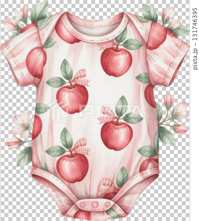 A cute baby onesie with apples and flowers A cute baby onesie with apples and flowers 131746395