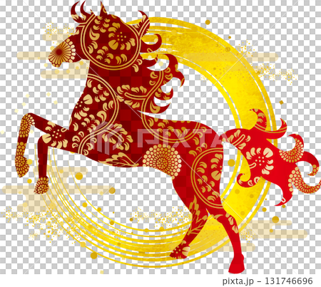 日本圖案馬剪影 131746696