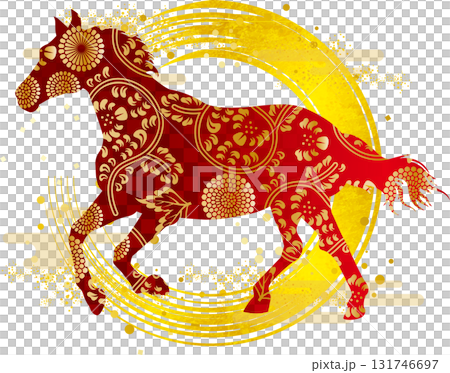日本圖案馬剪影 131746697