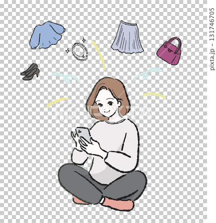 Woman B shopping online on her smartphone 131746705