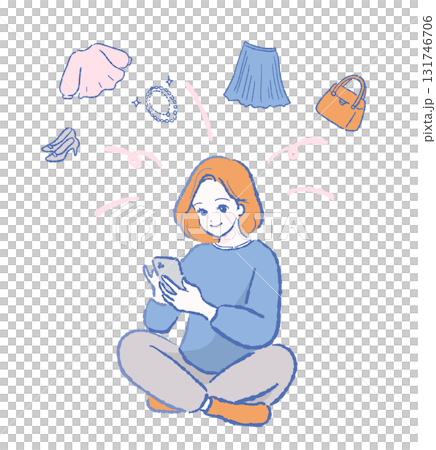 Woman C shopping online on her smartphone 131746706