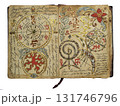 Old pages with decorations and witchy mystic symbols of the magic spell book isolated on white. Gothic, occult, Halloween and esoteric background. Only fantasy letters, no foreign language Old pages with decorations and witchy mystic symbols of the magic spell book isolated on white. Gothic, occult, Halloween and esoteric background. Only fantasy letters, no foreign language 131746796