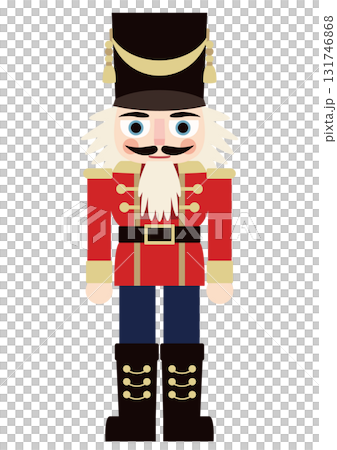 赤い衣装の兵隊くるみ割り人形のベクターイラスト 131746868