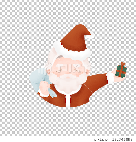 プレゼントを持ってきたサンタクロース(背景無し) プレゼントを持ってきたサンタクロース(背景無し) 131746895