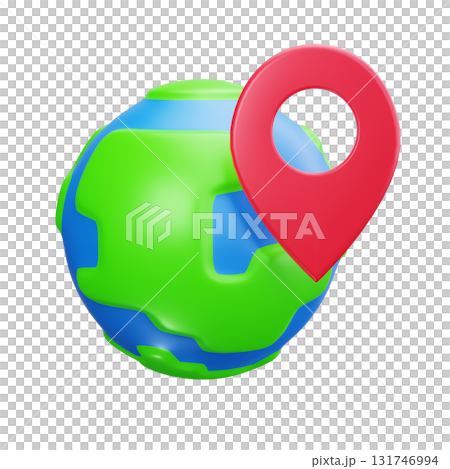 3D Global Location Earth Icon 3D Global Location Earth Icon 131746994