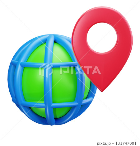 3D Worldwide Map Marker Icon 131747001