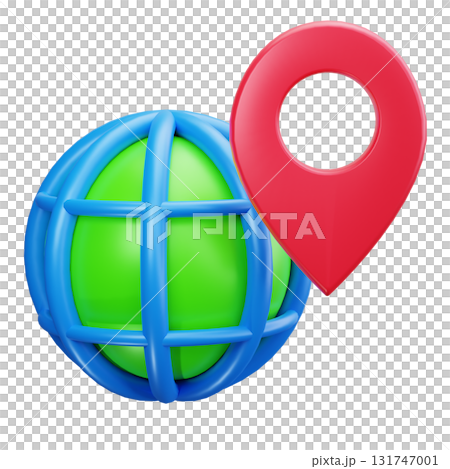 3D Worldwide Map Marker Icon 131747001