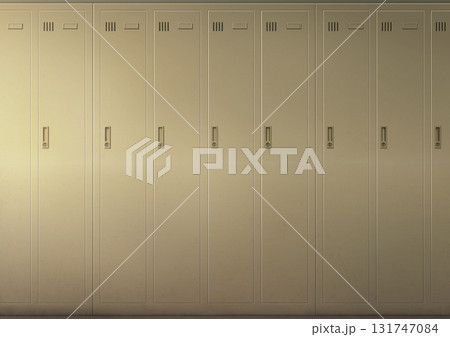 更衣室のロッカー　背景イラスト01 131747084