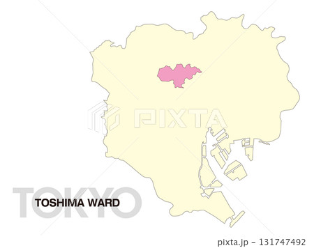 東京都豊島区の位置地図 区境無し 02 東京都豊島区の位置地図 区境無し 02 131747492