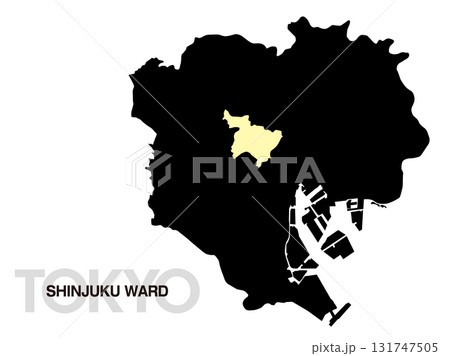 東京都新宿区の位置地図 区境無し 0 131747505