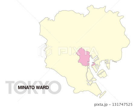 東京都港区の位置地図 区境無し 02 東京都港区の位置地図 区境無し 02 131747525