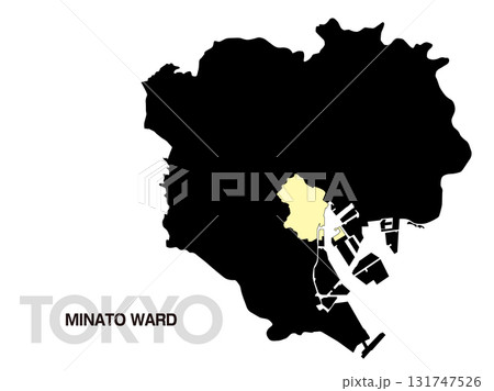 東京都港区の位置地図 区境無し 03 131747526